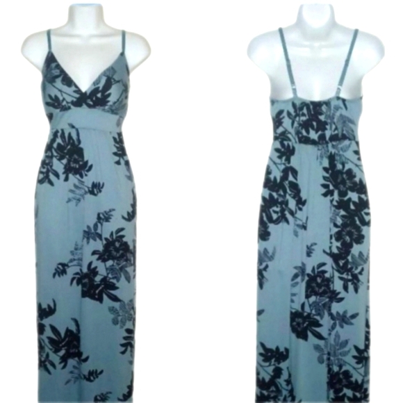 Derek Heart Blue Flowered Maxi Dress - Picture 3 of 5